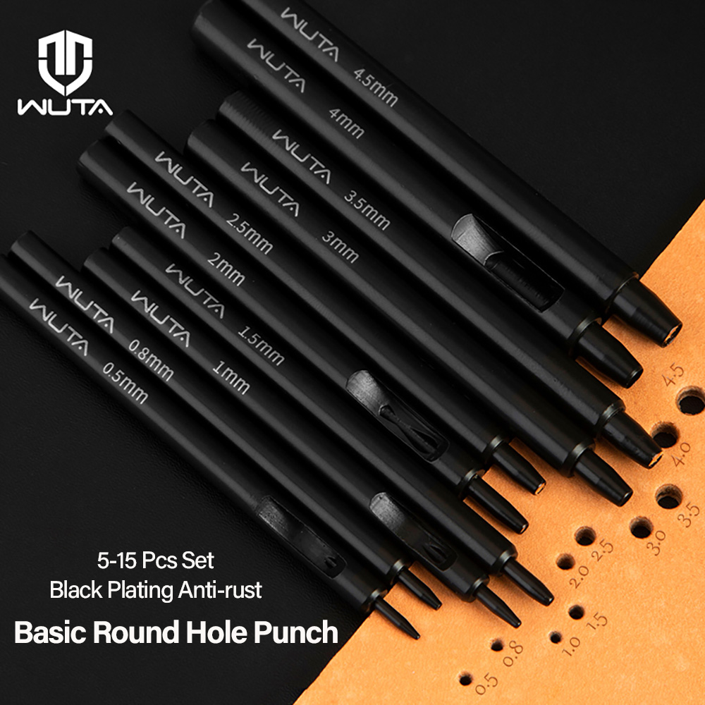 Leatherwork Hole Punch - WUTA 5-15개 기본형 검정색 녹방지 가죽