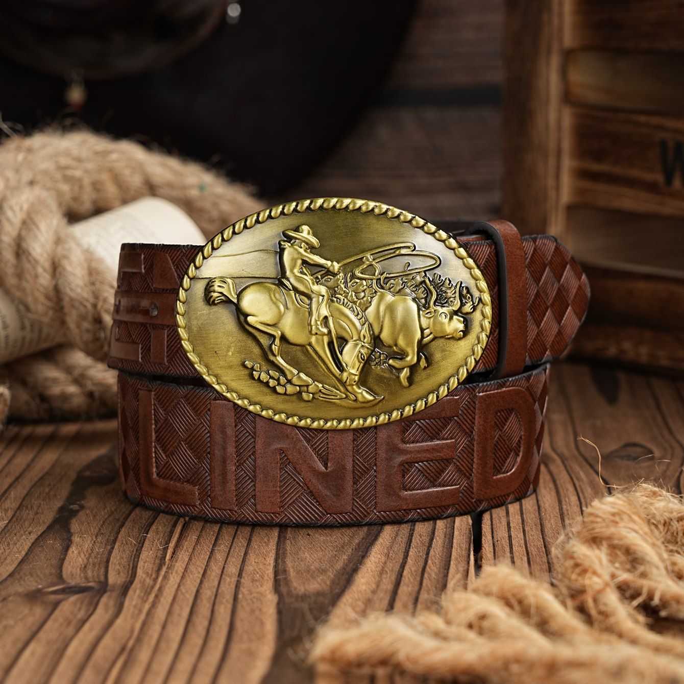 Leather Works Belt - 남녀공용 캐주얼 레트로 벨트 웨스턴 스타일!