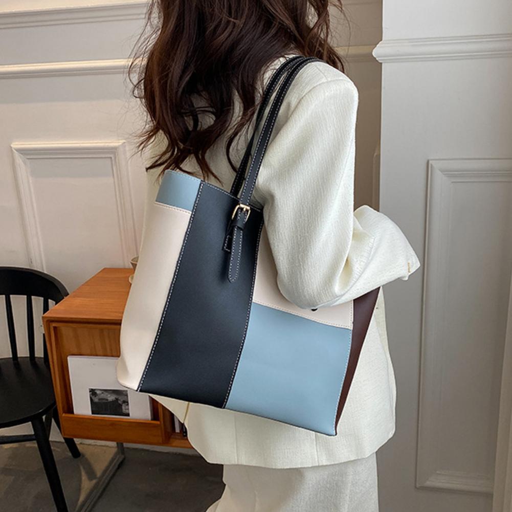 Leather Work Duffle - 세련된 숄더백 대용량 핸드백 세련된 통근