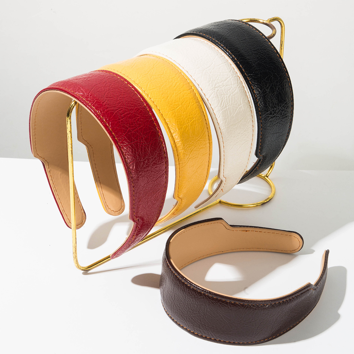 Leatherwork Rings - 우아한 한국 스타일 가죽 헤어 후프