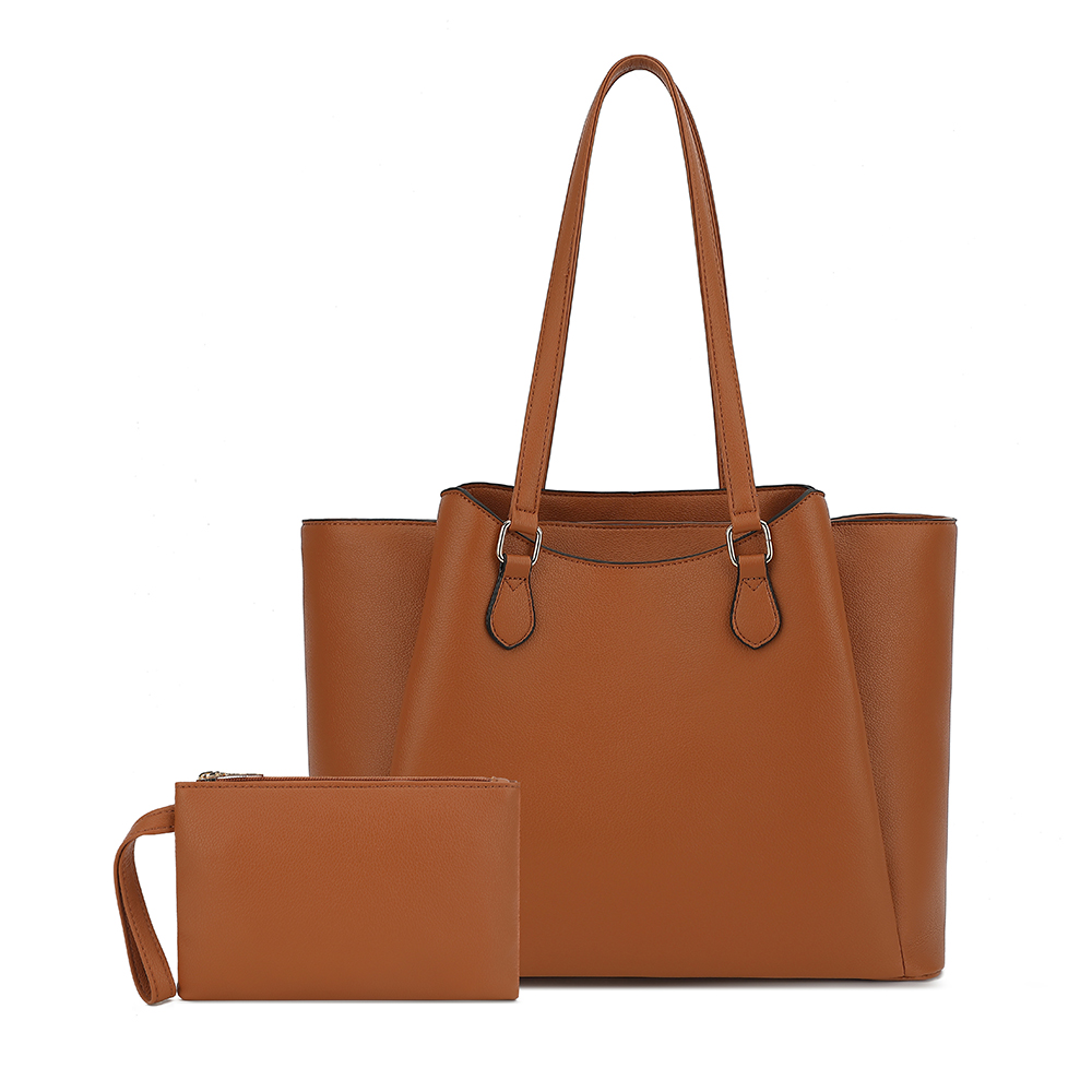 Leatherwork Bag - 여성용 토트백, 파우치가 있는 대형 PU