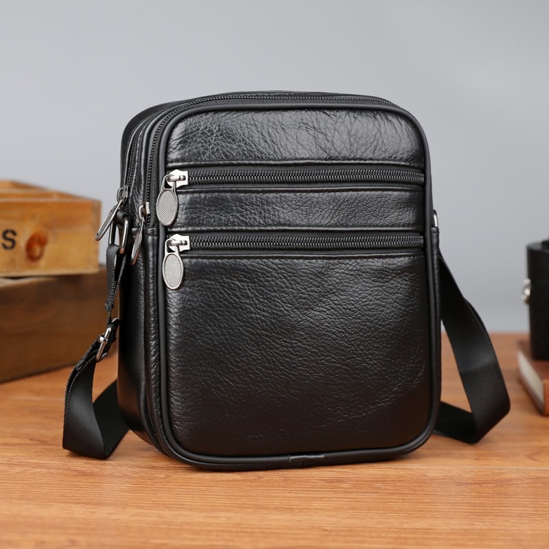 Leather Work Bag Men - 남성용 숄더 메신저 백 캐주얼 핸드백