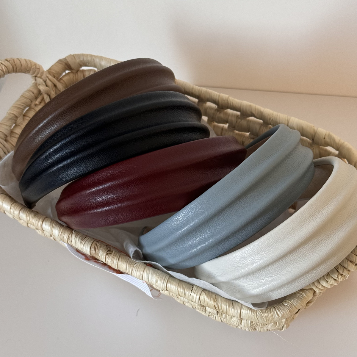 Leatherwork Rings - PU 가죽 와이드 헤어밴드 여성 소녀