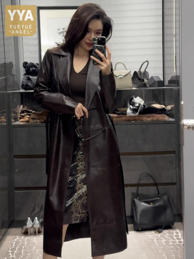 Leather Work Jacket Women'S - 이탈리아 디자이너 사무실 숙녀, 긴 양가죽,