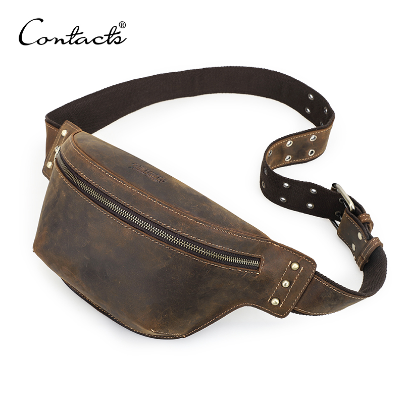 Leather Work Bag Men - 연락처 정품 가죽 허리 가방 크레이지