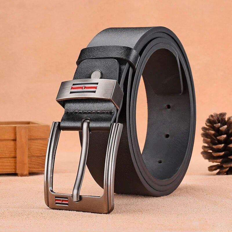 Leather Works Belt - 패션 캐주얼 럭셔리 남성용 금속 핀