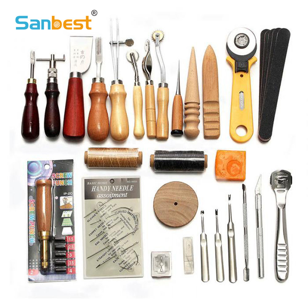 Leatherwork Hole Punch - Sanbest 전문 가죽 공예 도구 키트,