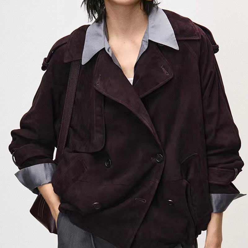 Leather Work Jacket Women'S - 진짜 스웨이드 재킷 가을 여성 양가죽
