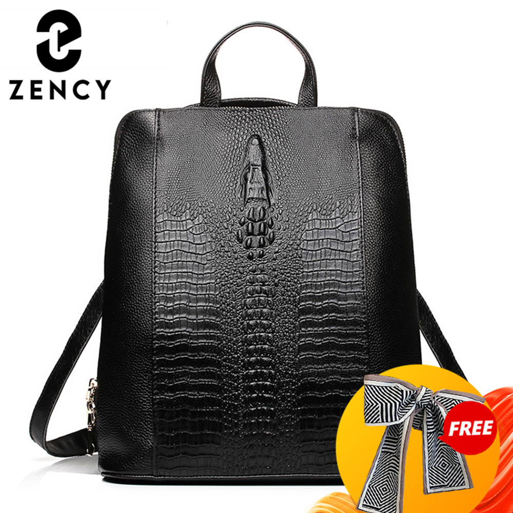 Leatherwork Bag - Zency 여성용 악어 가죽 백팩 100%