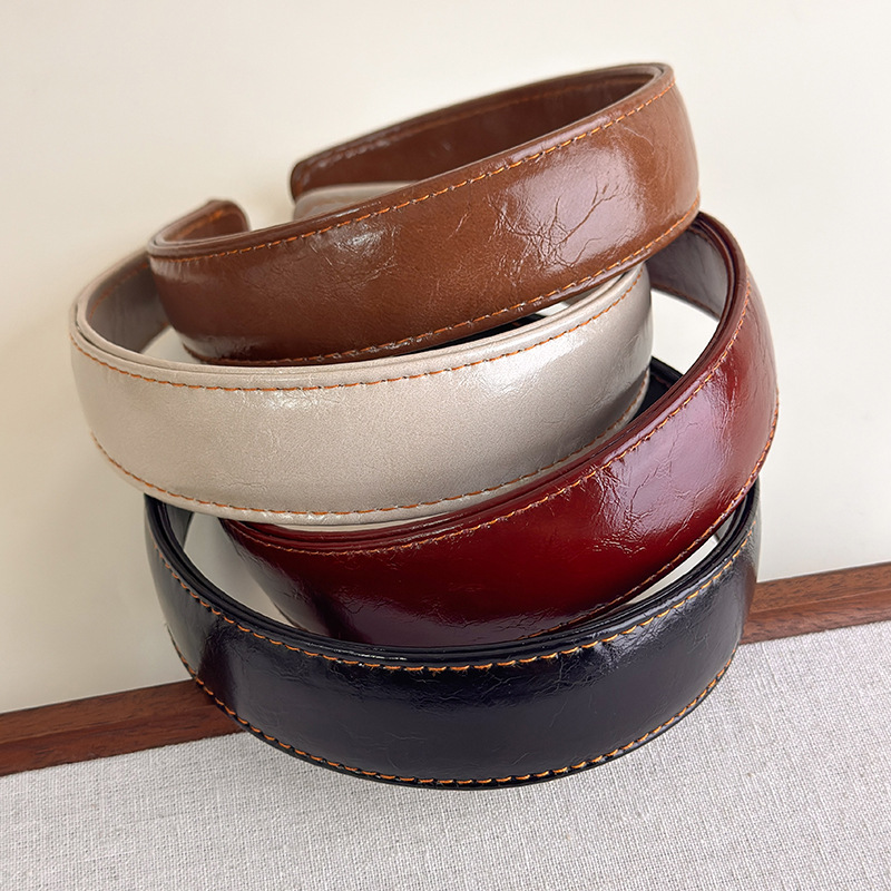 가죽 헤어밴드 심플 단색 한국 헤어 후프 여성용 레트로 - Leatherwork Rings 리뷰 및 가격