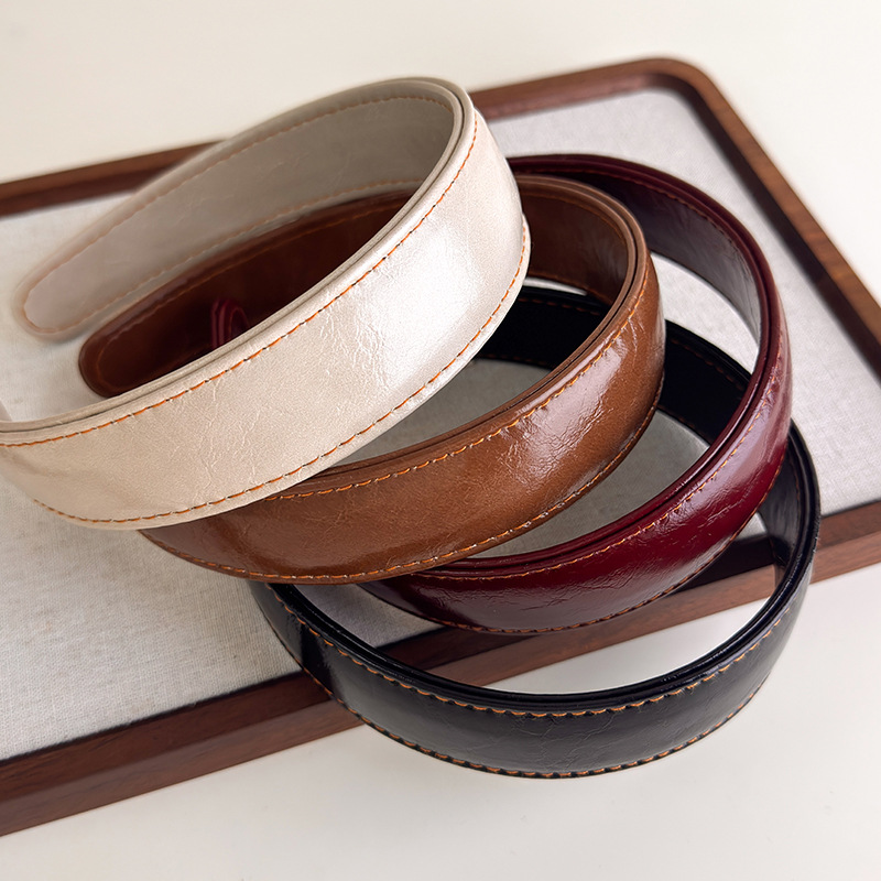 가죽 헤어밴드 심플 단색 한국 헤어 후프 여성용 레트로 - Leatherwork Rings 리뷰 및 가격