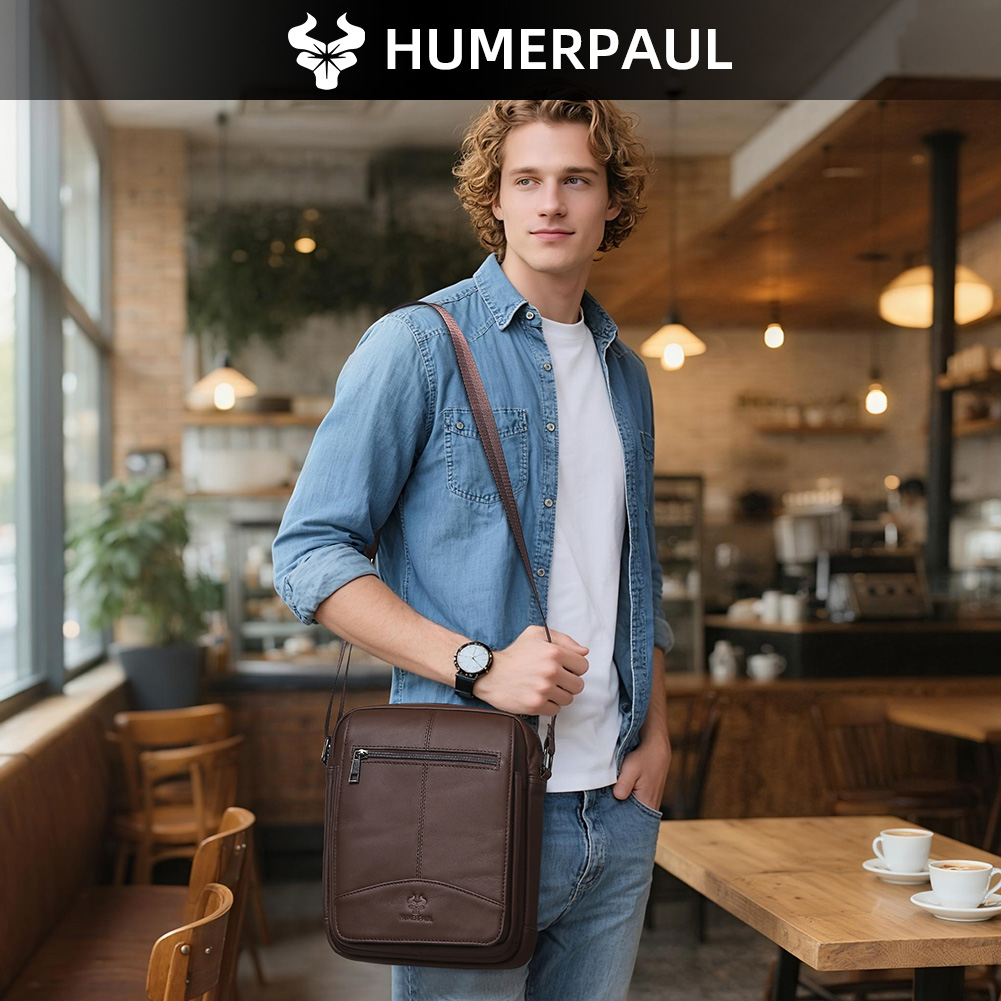 휴머폴 남성용 천연 가죽 크로스백 빈티지 소형 숄더백  - Leather Work Bag Men 리뷰 및 가격