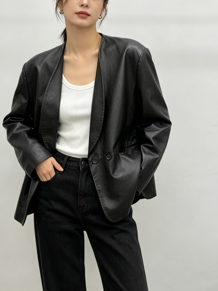 패션 여성 루즈핏 부드러운 천연 양가죽 블레이저 수트  - Leather Work Jacket Women'S 리뷰 및 가격
