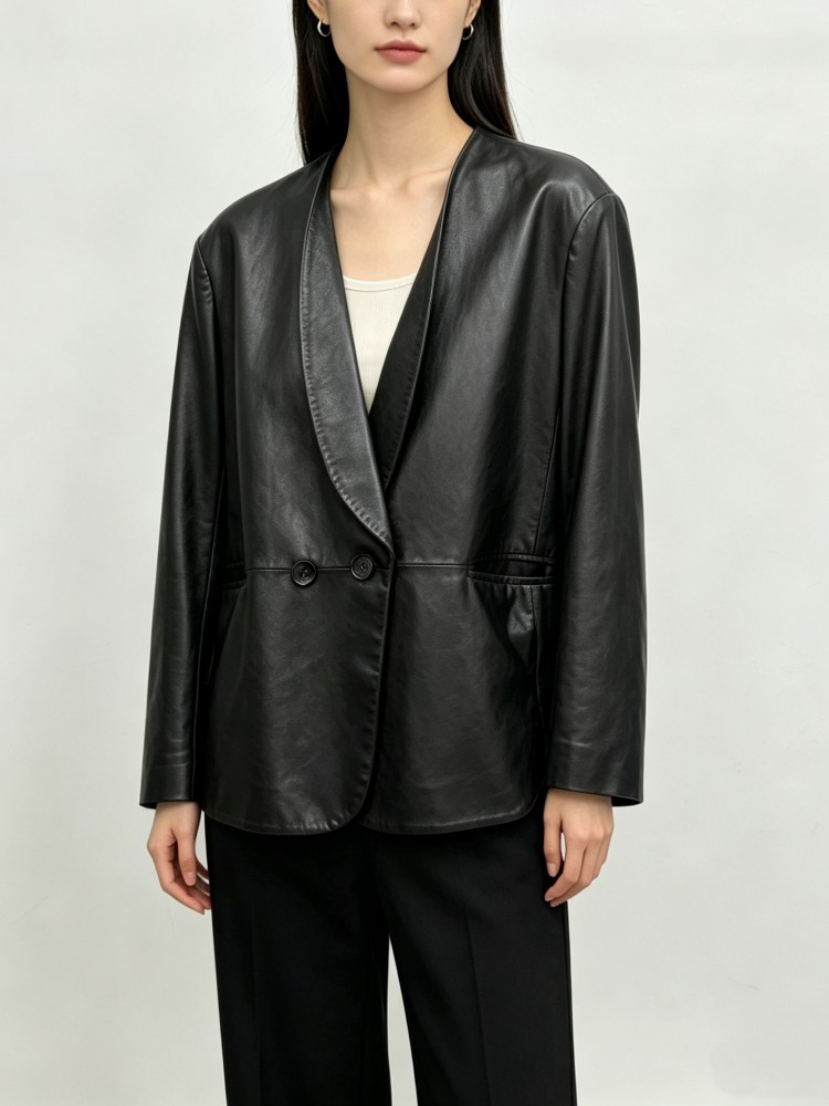 패션 여성 루즈핏 부드러운 천연 양가죽 블레이저 수트  - Leather Work Jacket Women'S 리뷰 및 가격