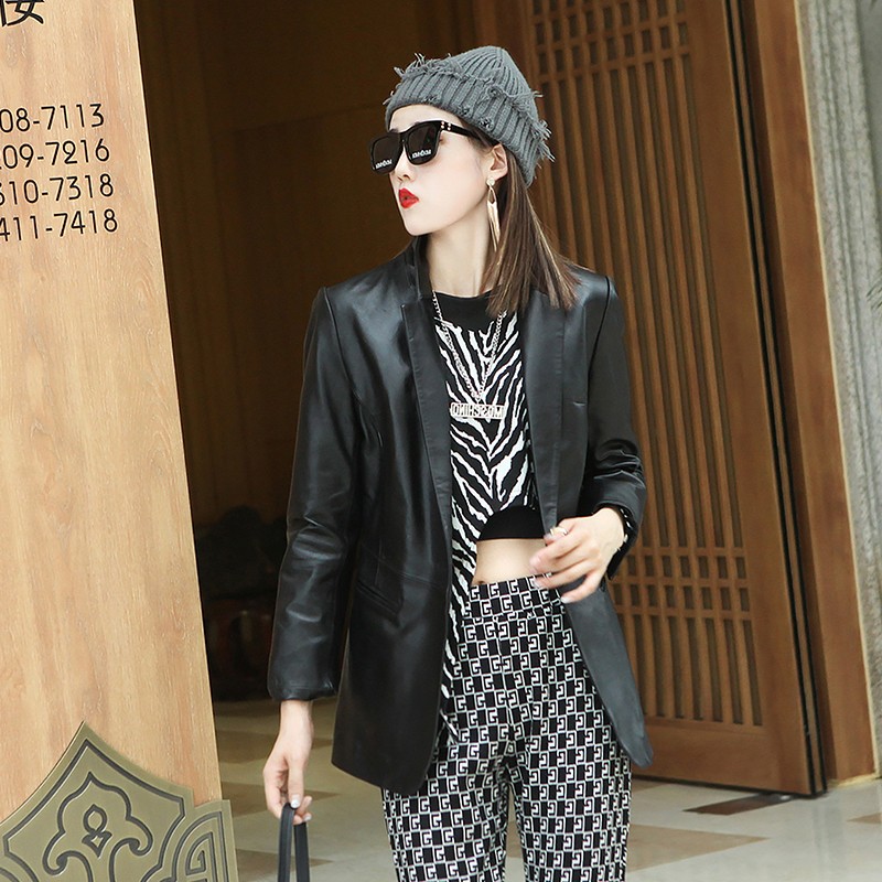 가을 우아한 여성 부드러운 양가죽 정품 가죽 정장 재킷 - Leather Work Jacket Women'S 리뷰 및 가격
