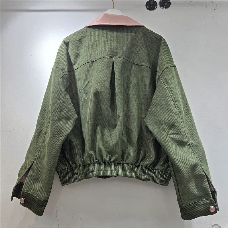 헤비 워크 비즈 꽃 장식 코듀로이 재킷 그레이 그린 커 - Leather Work Jacket Women'S 리뷰 및 가격