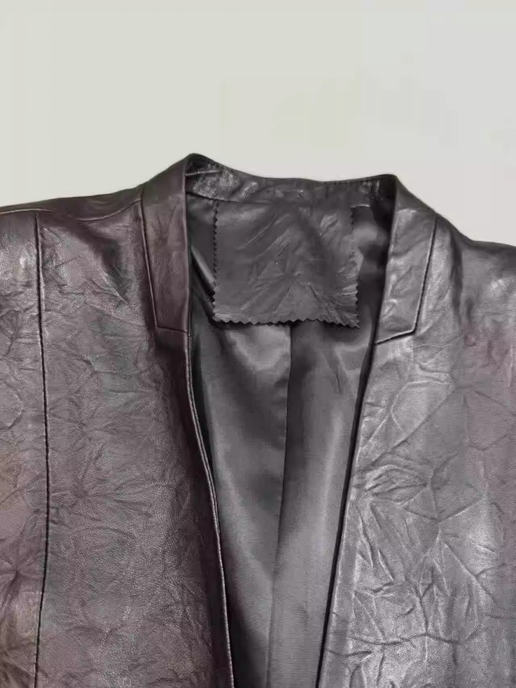 빈티지 오피스 레이디 슬림 핏 싱글 브레스트 V넥 세트 - Leather Work Jacket Women'S 리뷰 및 가격
