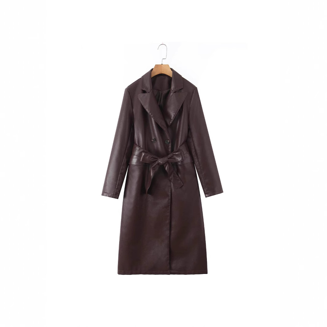 여성 트렌치 코트 인조 가죽 라펠 PU 코트 Y2K 스 - Leather Work Jacket Women'S 리뷰 및 가격