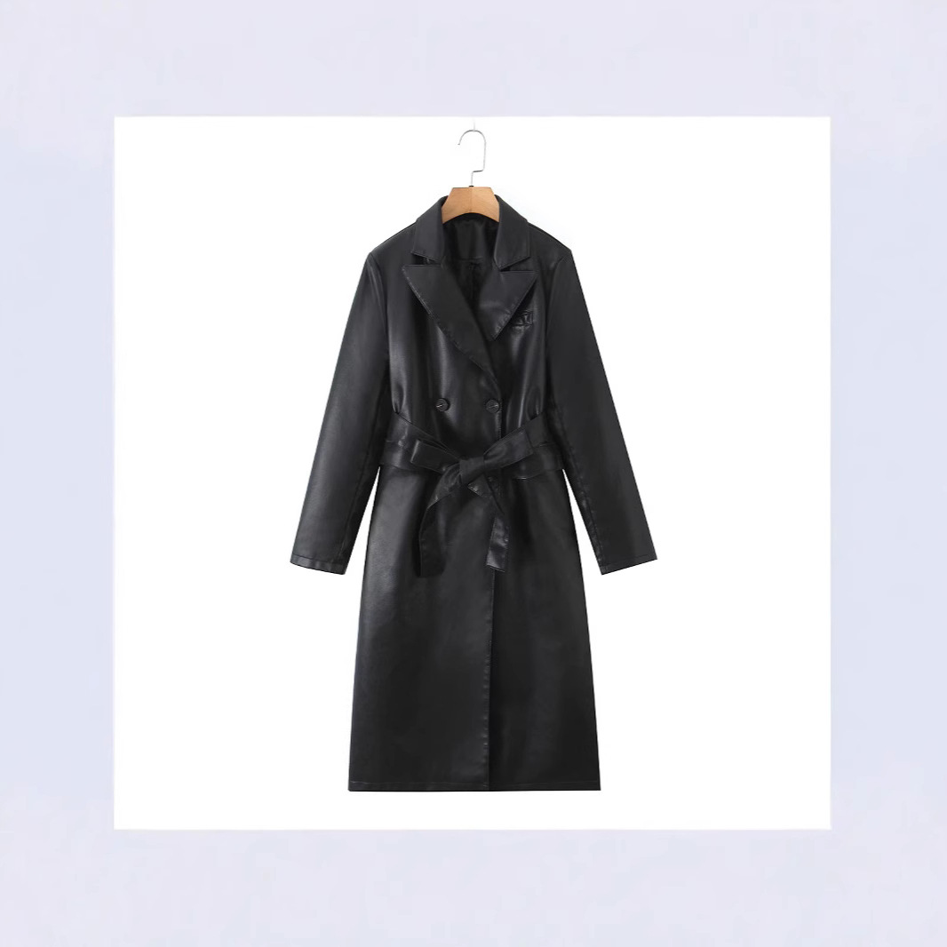 여성 트렌치 코트 인조 가죽 라펠 PU 코트 Y2K 스 - Leather Work Jacket Women'S 리뷰 및 가격