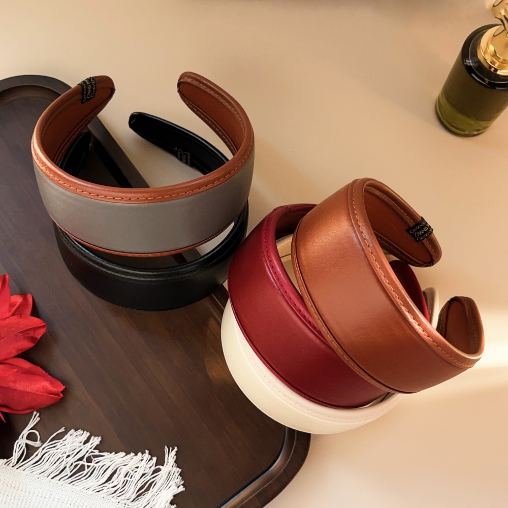 새로운 2025 레트로 PU 가죽 Hairbands 넓 - Leatherwork Rings 리뷰 및 가격