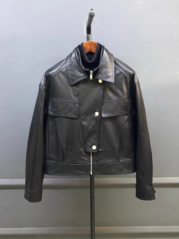 디자이너 여성 더블 칼라 워크 재킷 빈티지 양가죽 정품 - Leather Work Jacket Women'S 리뷰 및 가격