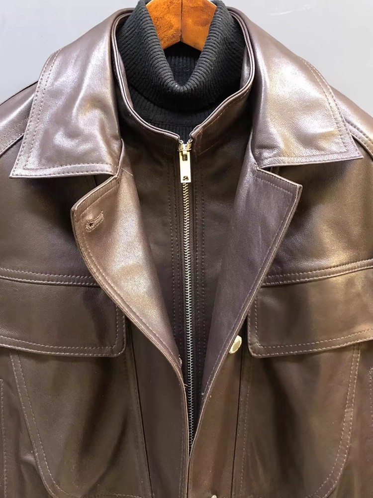 디자이너 여성 더블 칼라 워크 재킷 빈티지 양가죽 정품 - Leather Work Jacket Women'S 리뷰 및 가격