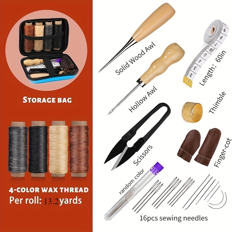[가죽 작업 키트] 가죽 재봉 키트, 큰 눈 바늘, 왁 - Leatherwork Repairs 리뷰 및 가격