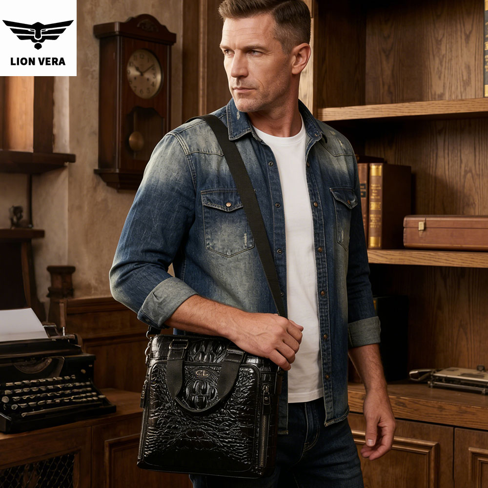 LION VERA 남성용 정품 가죽 가방 레트로 휴대용 - Leather Work Bag Men 리뷰 및 가격