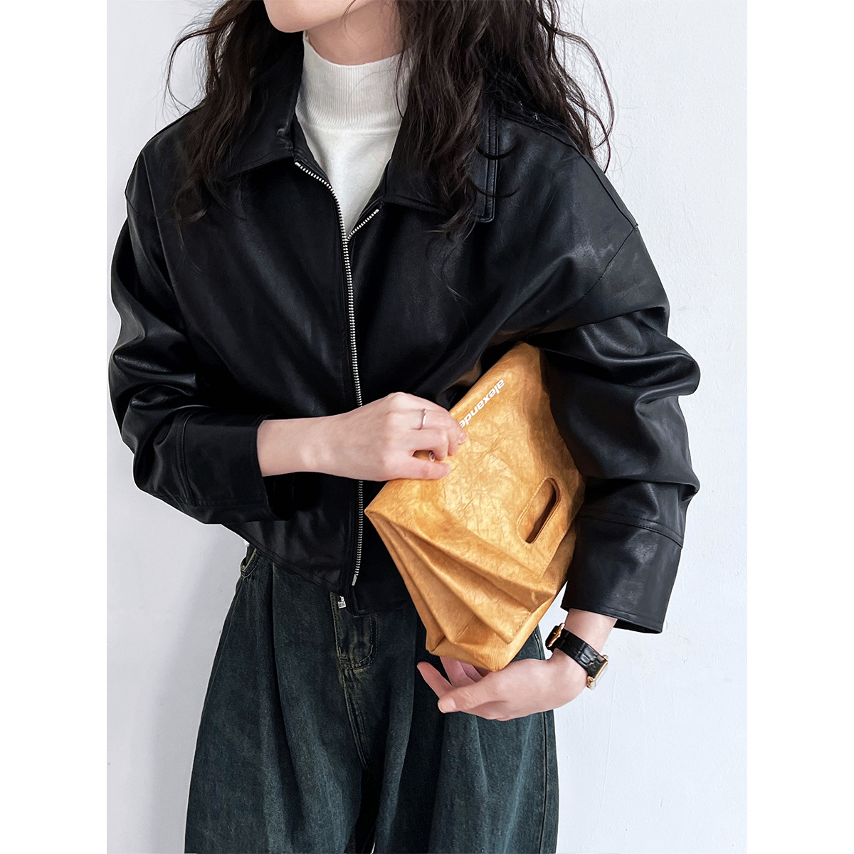여성 코트 인조 가죽 재킷 턴다운 칼라 PU 코트 워크 - Leather Work Jacket Women'S 리뷰 및 가격