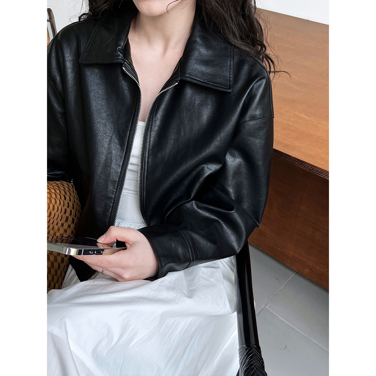여성 코트 인조 가죽 재킷 턴다운 칼라 PU 코트 워크 - Leather Work Jacket Women'S 리뷰 및 가격