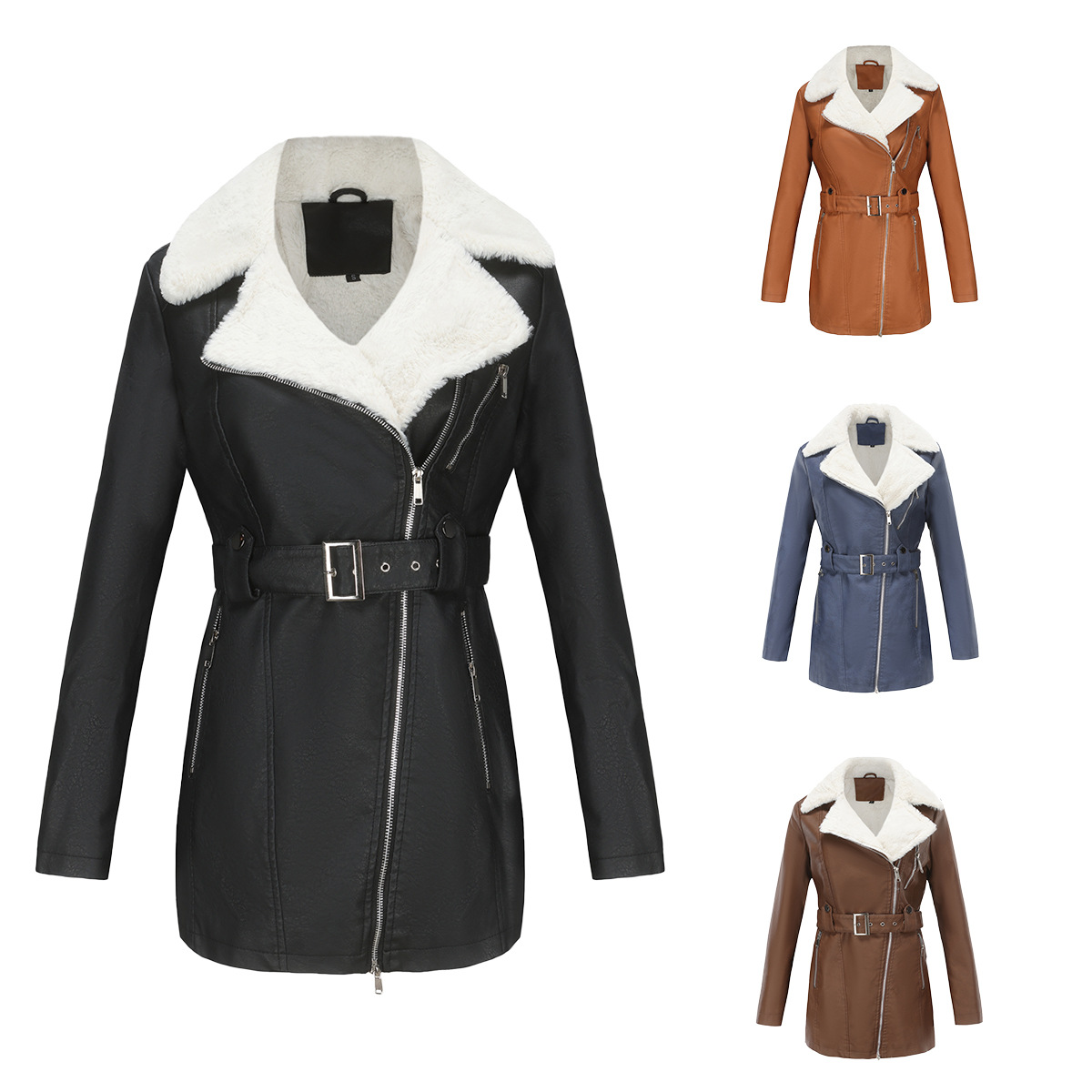 인조 PU 가죽 코트 재킷, 2023 여성용 벨트 작업 - Leather Work Jacket Women'S 리뷰 및 가격