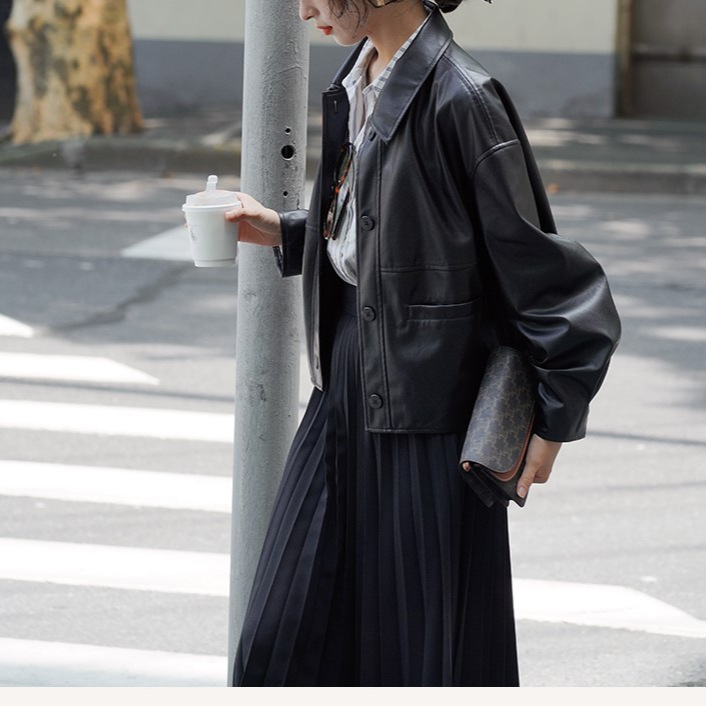 여성용 짧은 코트 인조 가죽 재킷 턴다운 칼라 PU 코 - Leather Work Jacket Women'S 리뷰 및 가격