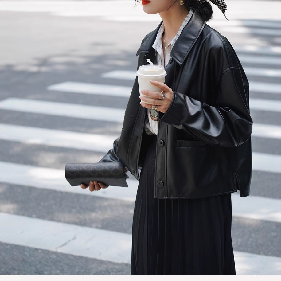 여성용 짧은 코트 인조 가죽 재킷 턴다운 칼라 PU 코 - Leather Work Jacket Women'S 리뷰 및 가격