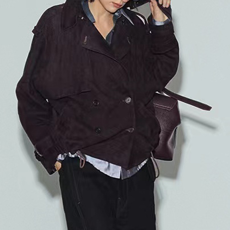 진짜 스웨이드 재킷 가을 여성 양가죽 올드 머니 스타일 - Leather Work Jacket Women'S 리뷰 및 가격