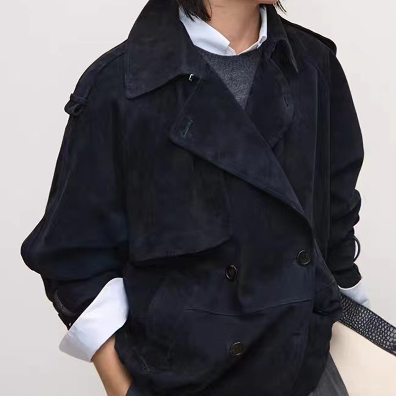 진짜 스웨이드 재킷 가을 여성 양가죽 올드 머니 스타일 - Leather Work Jacket Women'S 리뷰 및 가격