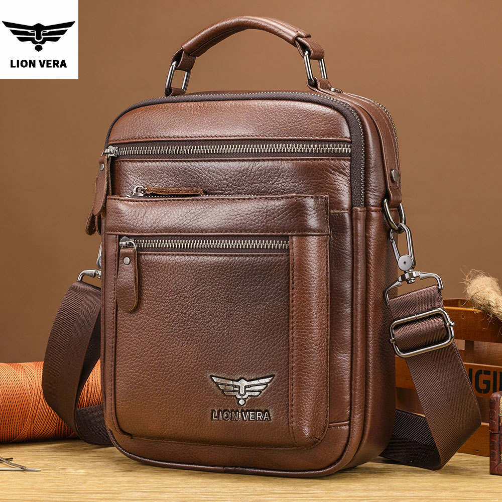 LION VERA 남성용 숄더백 캐주얼 휴대폰 지퍼백  - Leather Work Bag Men 리뷰 및 가격