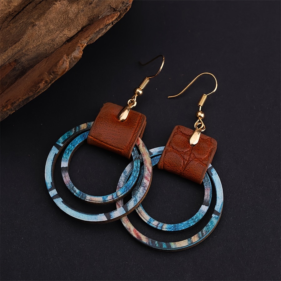 2026 뉴 보헤미안 가죽 더블 링 귀걸이, 가벼운 무 - Leatherwork Rings 리뷰 및 가격